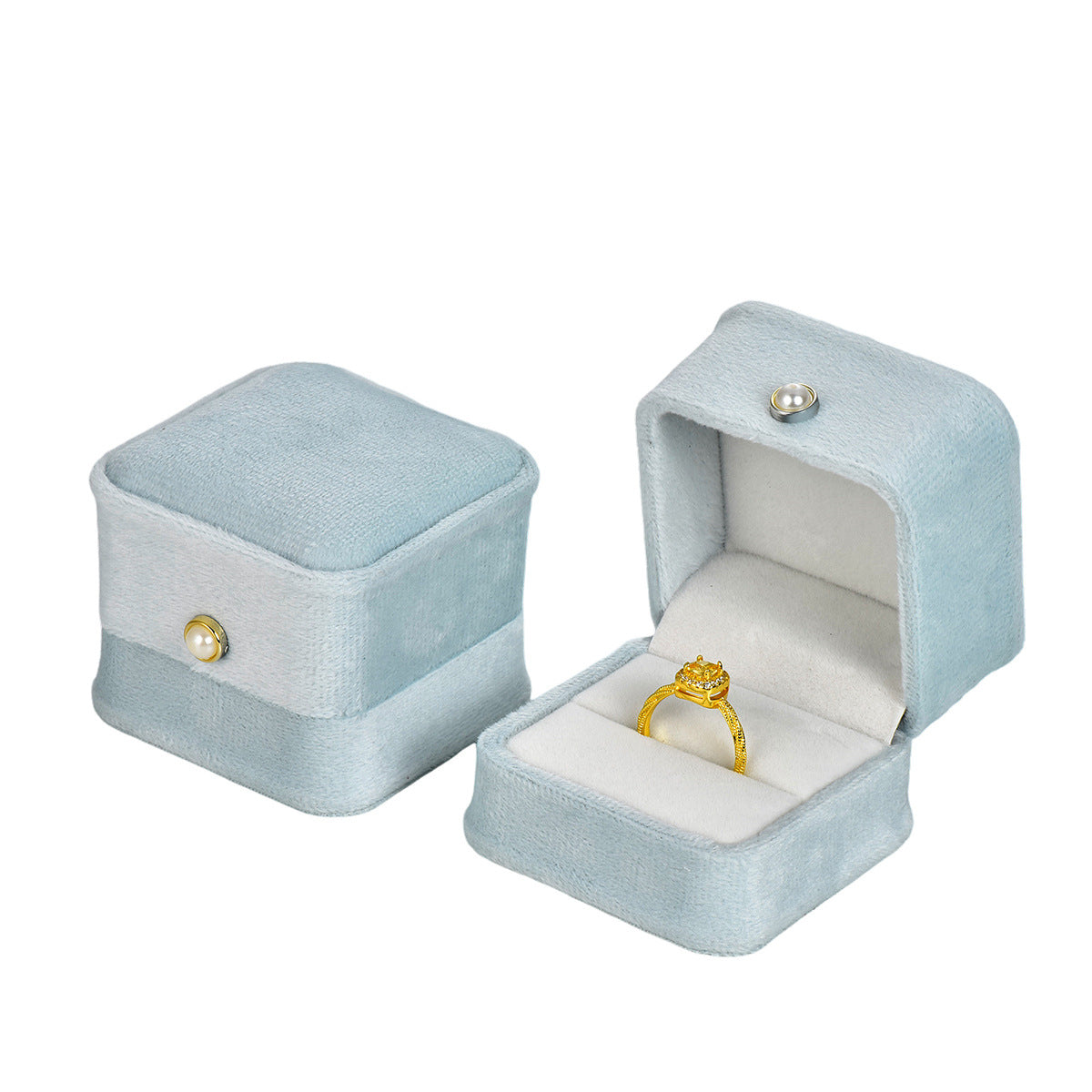Silk velvet pearl decoration fashion jewelry ring box BV670