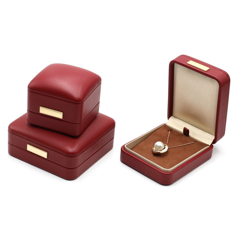 Arched style Pu leather ring box with gold plate 3 colors BL087
