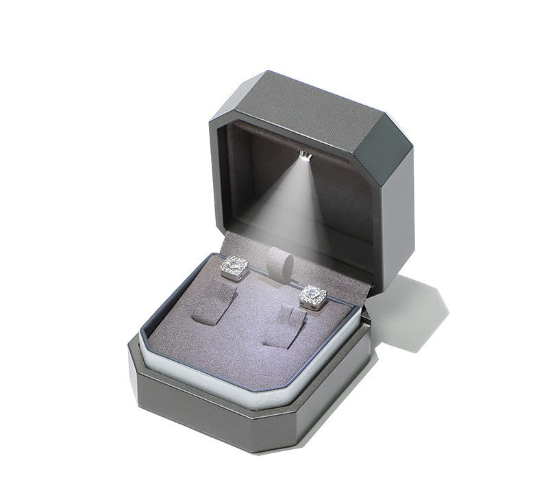 Fine quality painted grey color ring box with LED light LK860
