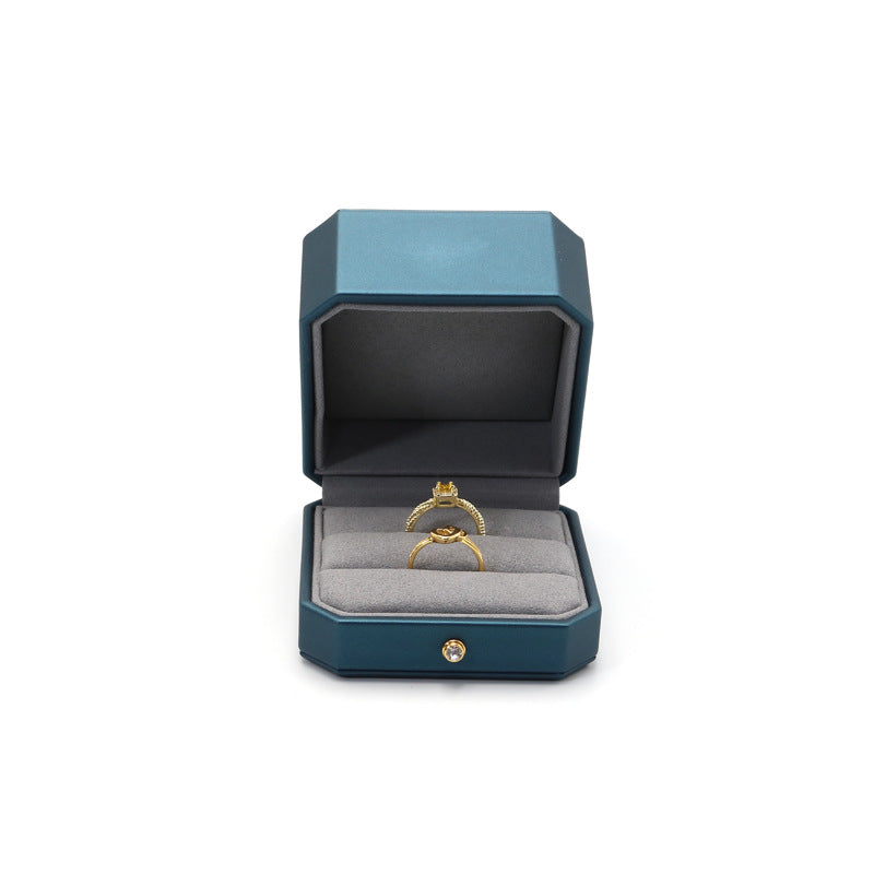 High end pu leather ring box with gold dot BL455