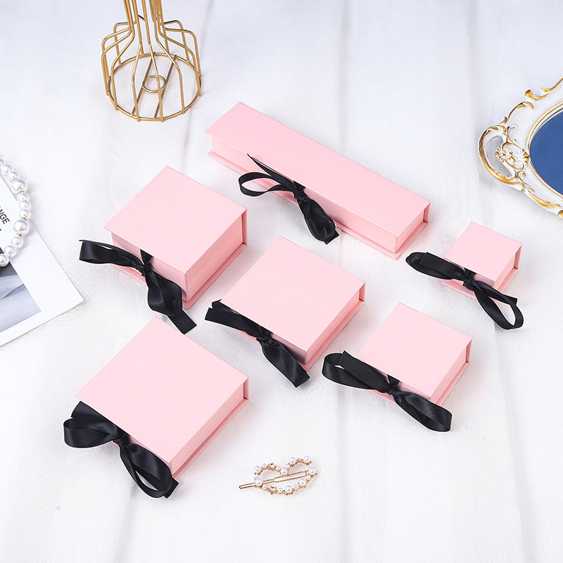 Ribbon customizable paper box for jewelry EC459