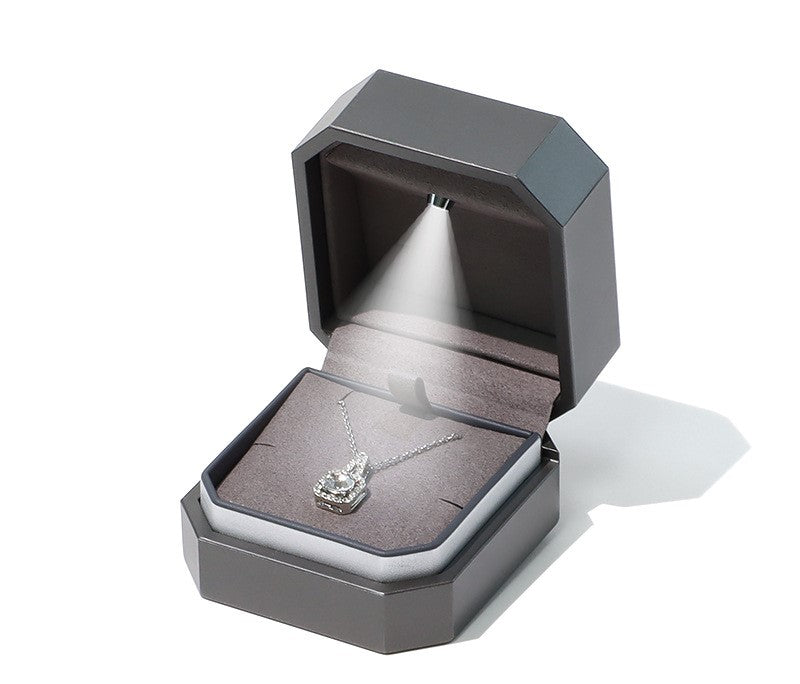 Fine quality painted grey color ring box with LED light LK860