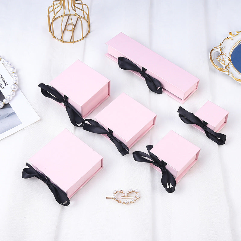 Ribbon customizable paper box for jewelry EC459