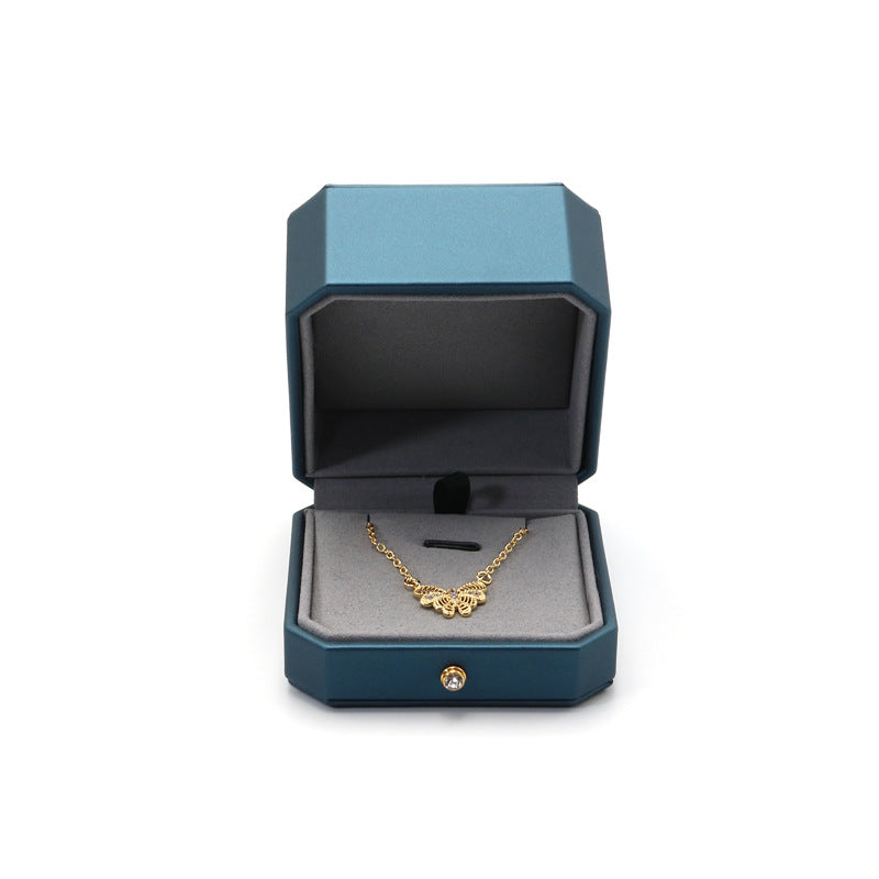 High end pu leather ring box with gold dot BL455