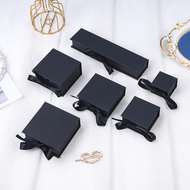 Ribbon customizable paper box for jewelry EC459