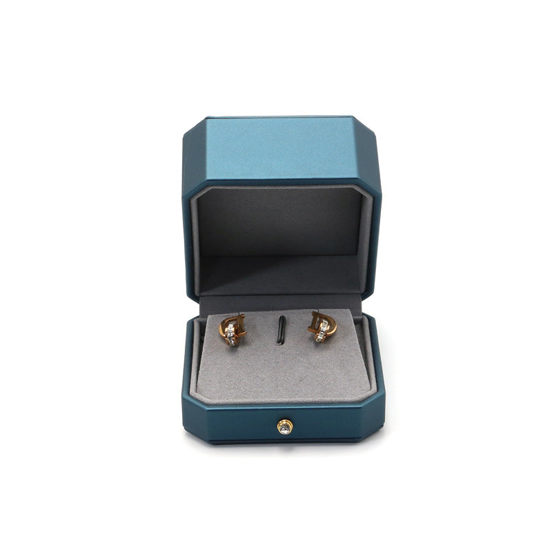 High end pu leather ring box with gold dot BL455