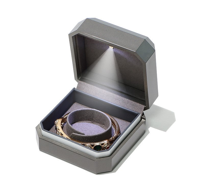 Fine quality painted grey color ring box with LED light LK860