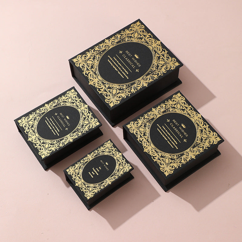 Book shape hot selling paper box gold foiled pattern EC458