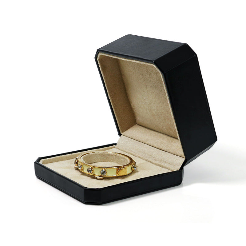 Octagonal PU leather black ring box 3 colors BL975