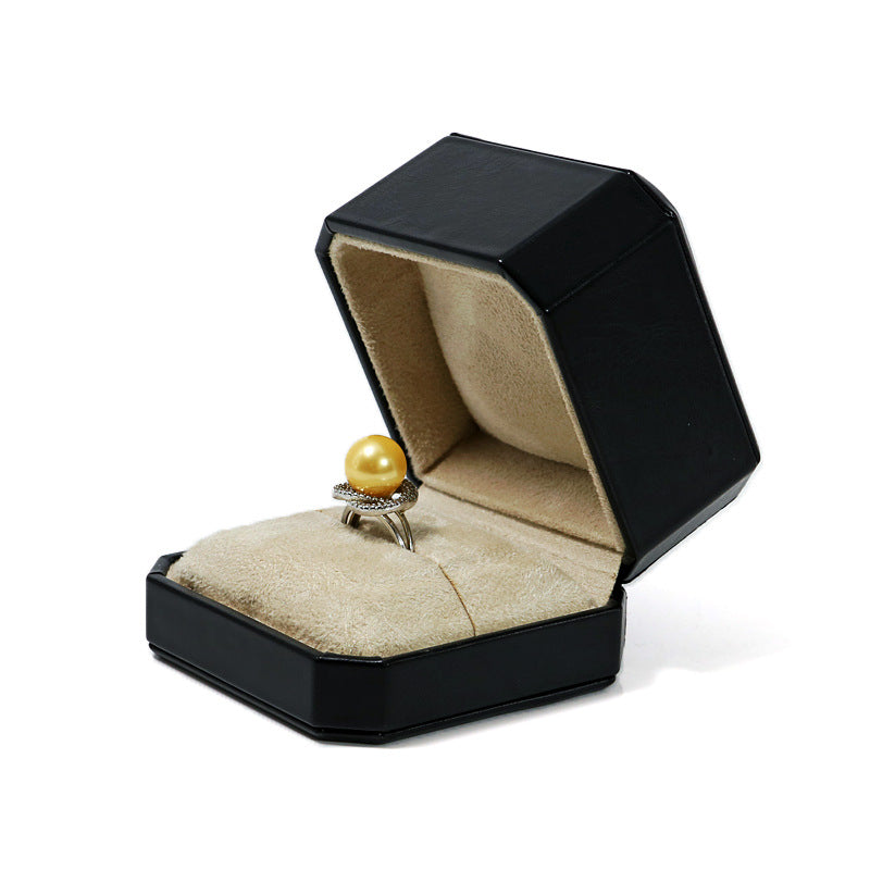 Octagonal PU leather black ring box 3 colors BL975